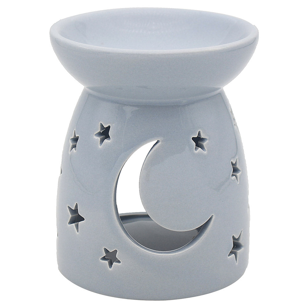 LEONARDO GREY CERAMIC MOONS & STARS WAX MELT/OIL BURNER. LP48040 \\\KD05012