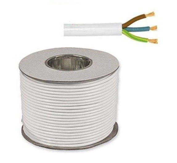 BASEC 3183Y 3 CORE ROUND FLEX WHITE CABLE 50M X 0.75MMÂ². 773768 \\\KD05051