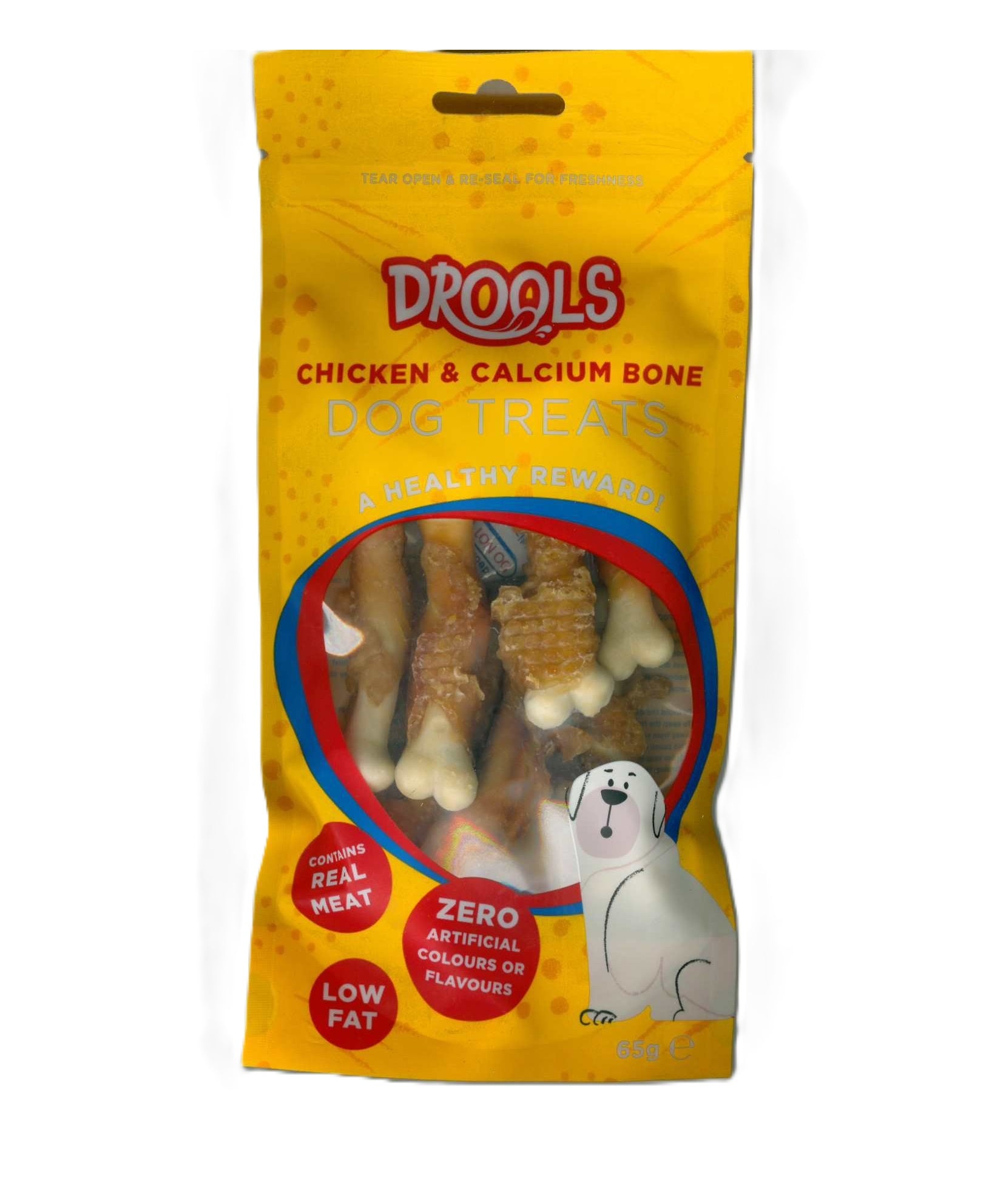 PET TOUCH CHICKEN & CALCIUM BONE DOG TREATS 65G. DR8584 \\\KD05145