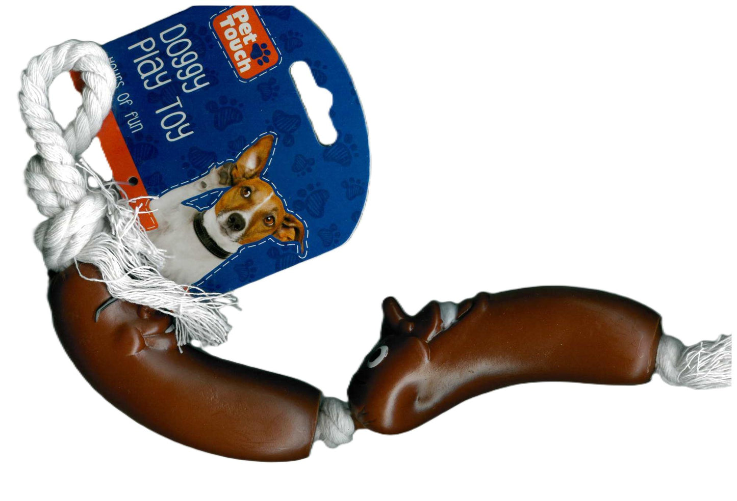 PET TOUCH 2 SAUSAGES ON ROPE DOG TOY. HT2501 \\\KD05152