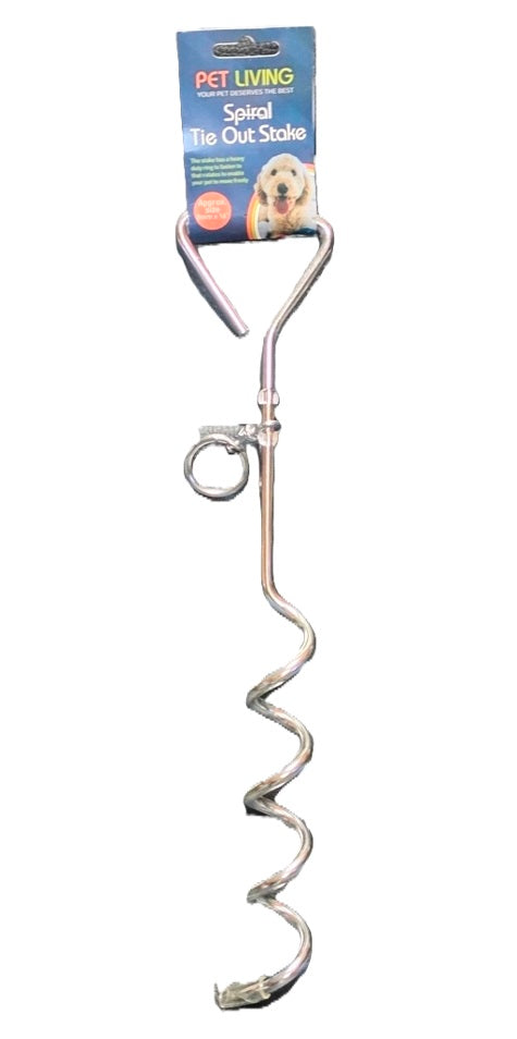 PET TOUCH CHROME TIE OUT STAKE 8MM X 16". PET2217 \\\KD05166