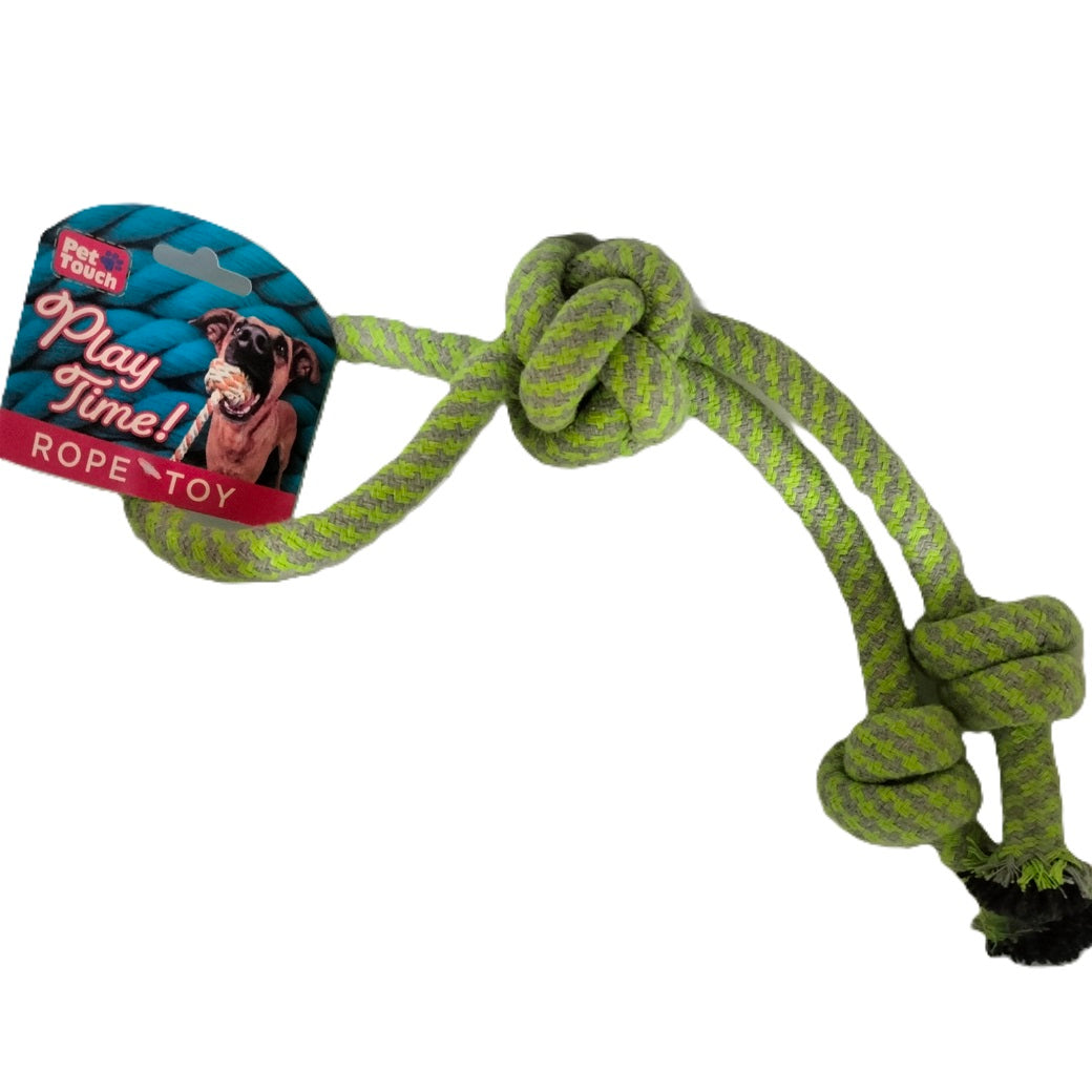 PET TOUCH TWIN ROPE DOG TOY WITH HANDLE. HT8406 \\\KD05191