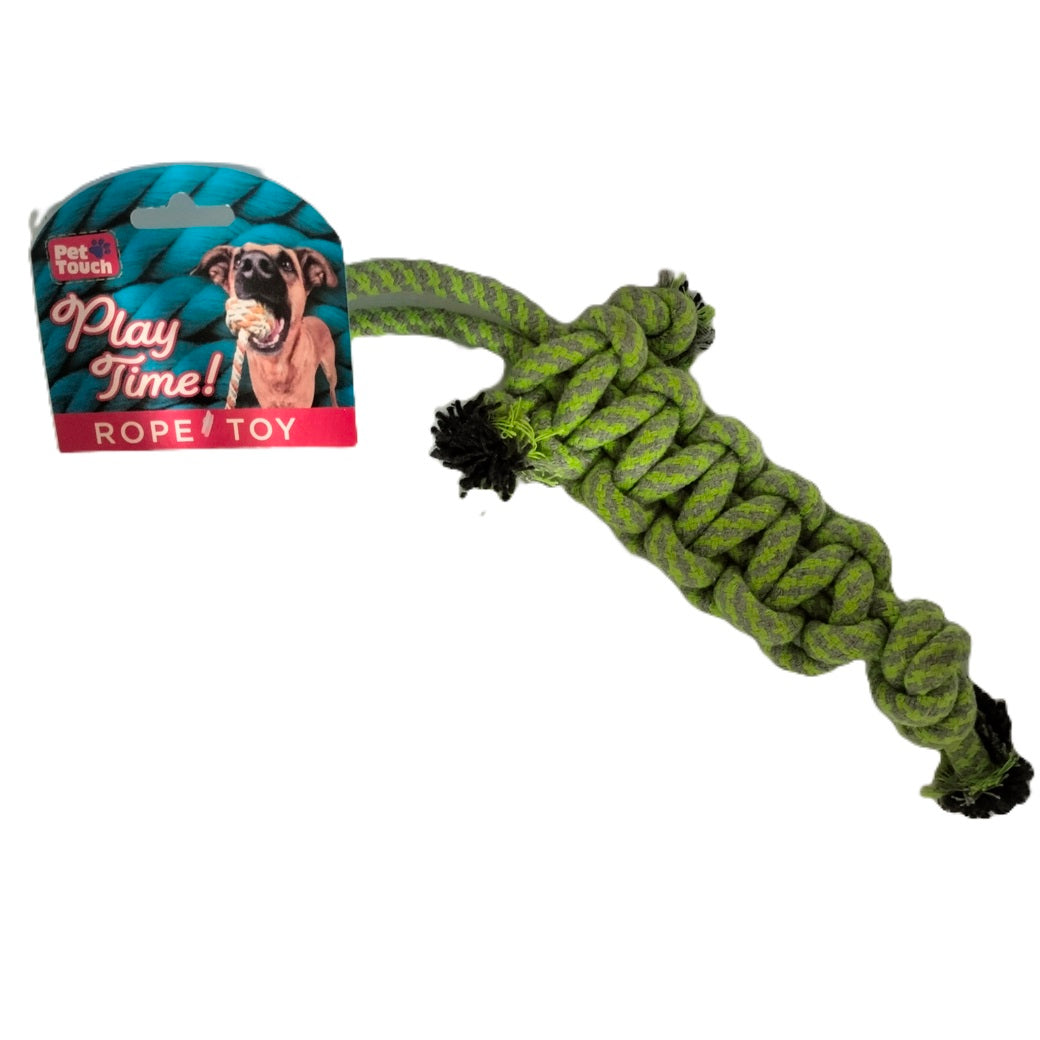 PET TOUCH BRAIDED ROPE DOG TOY WITH HANDLE. HT8410 \\\KD05193