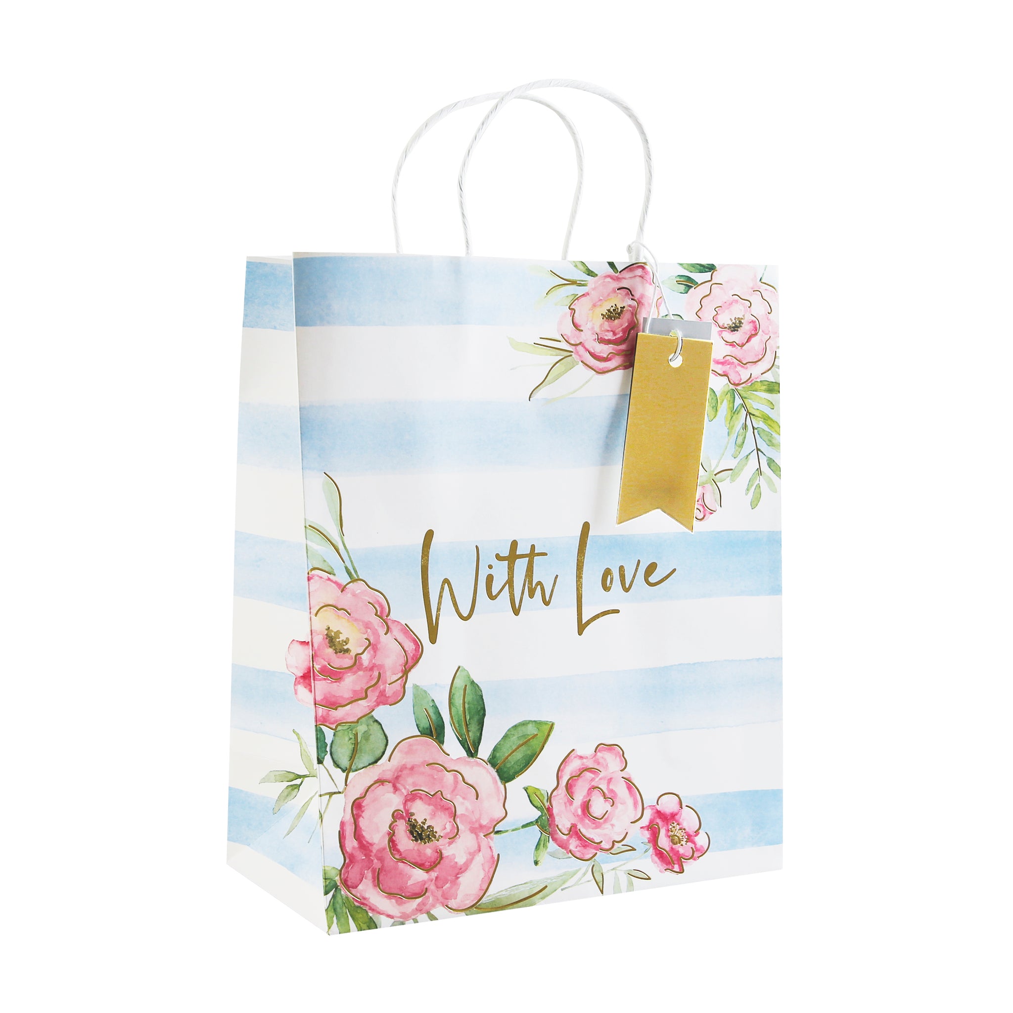 EUROWRAP FLORAL STRIPE LARGE GIFT BAG APX 27 X 33 X 14 CM. 31430-2C \\\KD05261