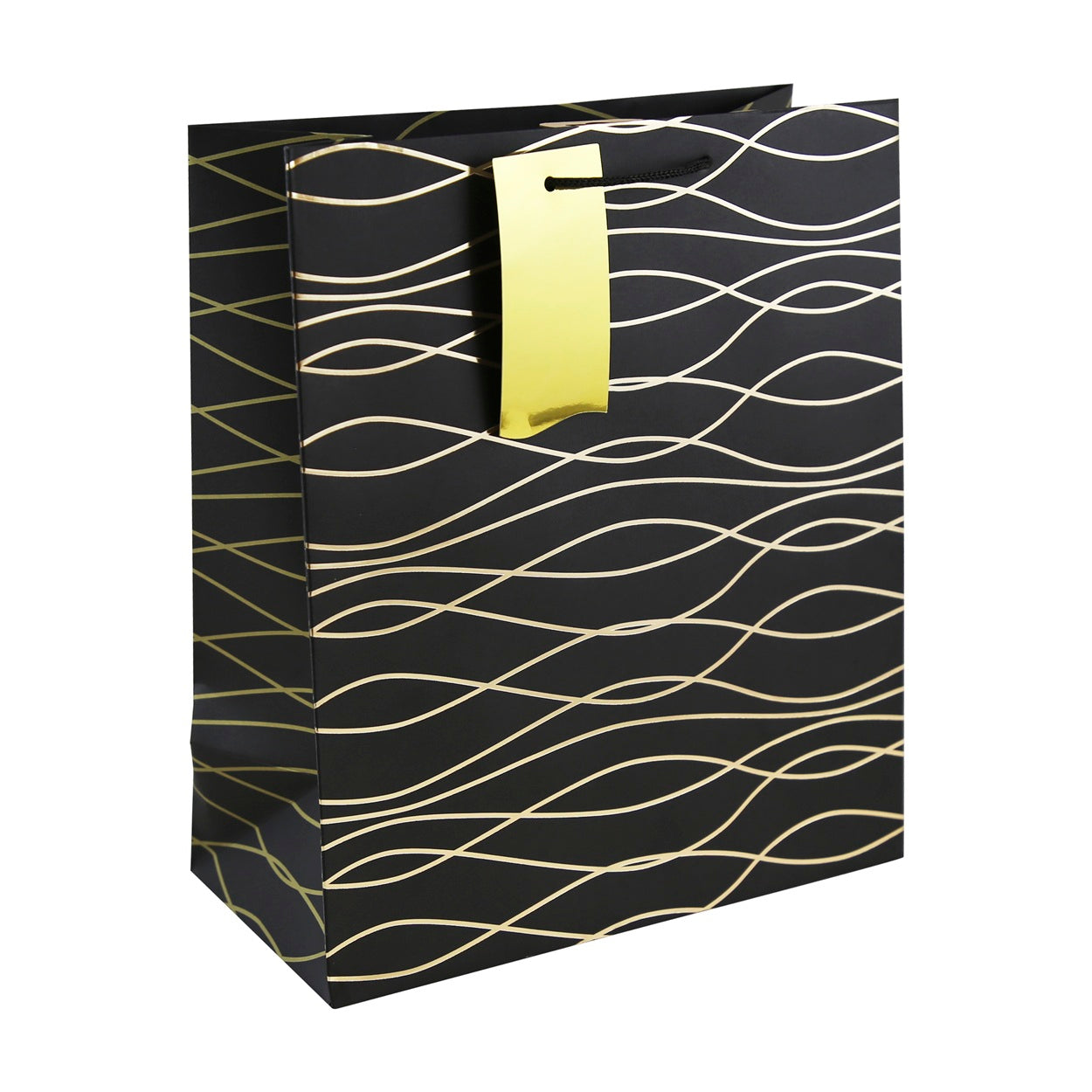 EUROWRAP BLACK GEOMETRIC LARGE GIFT BAG APX 27 X 33 X 14 CM. 35477-2C \\\KD05262