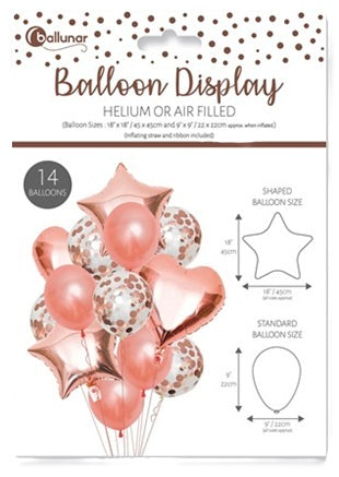 EUROWRAP 14 PIECE BALLOON SET ROSE GOLD APX 45 X 45 CM. 28854-RGCC \\\KD05271
