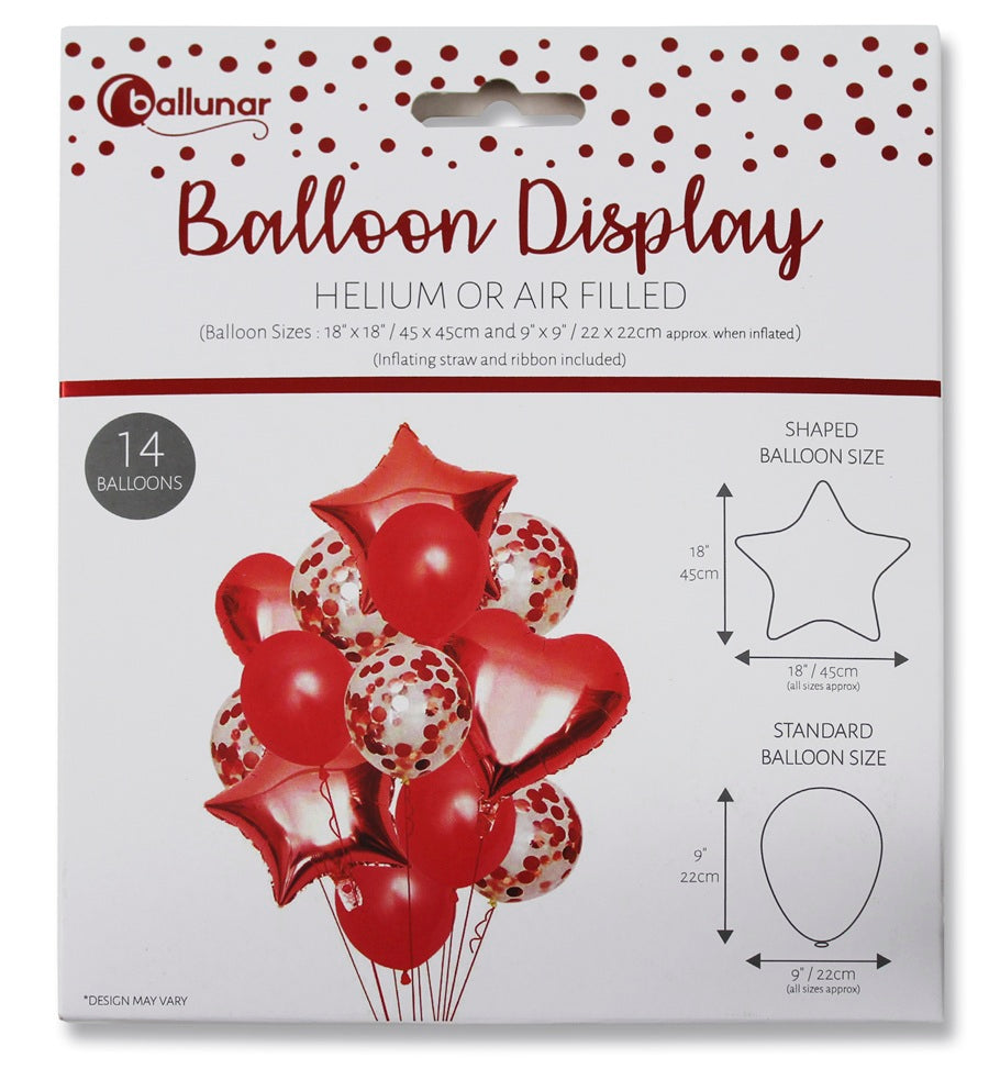 EUROWRAP 14 PIECE BALLOON SET RED APX 45 X 45 CM. 30351-REDC \\\KD05272