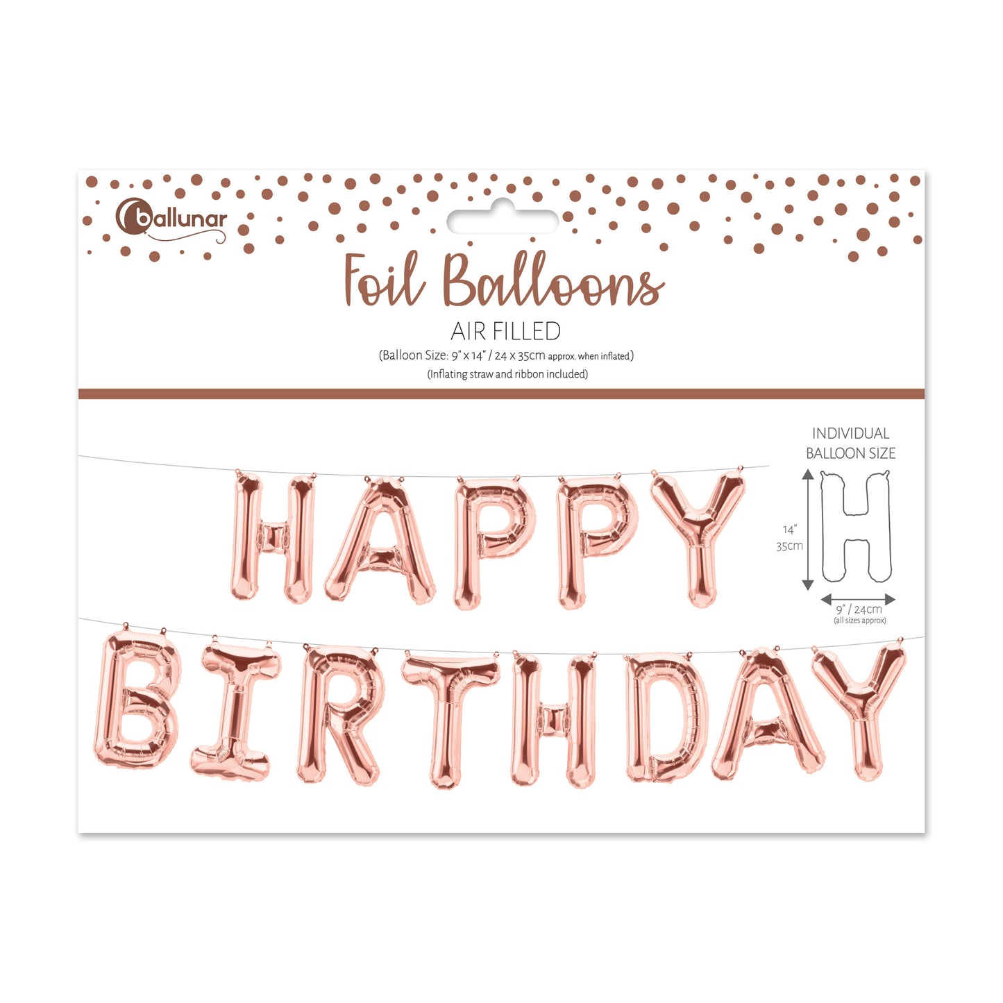 EUROWRAP HAPPY BIRTHDAY ROSE GOLD FOIL BALLOON APX 24 X 35 CM. 28848-HBRCC \\\KD05274