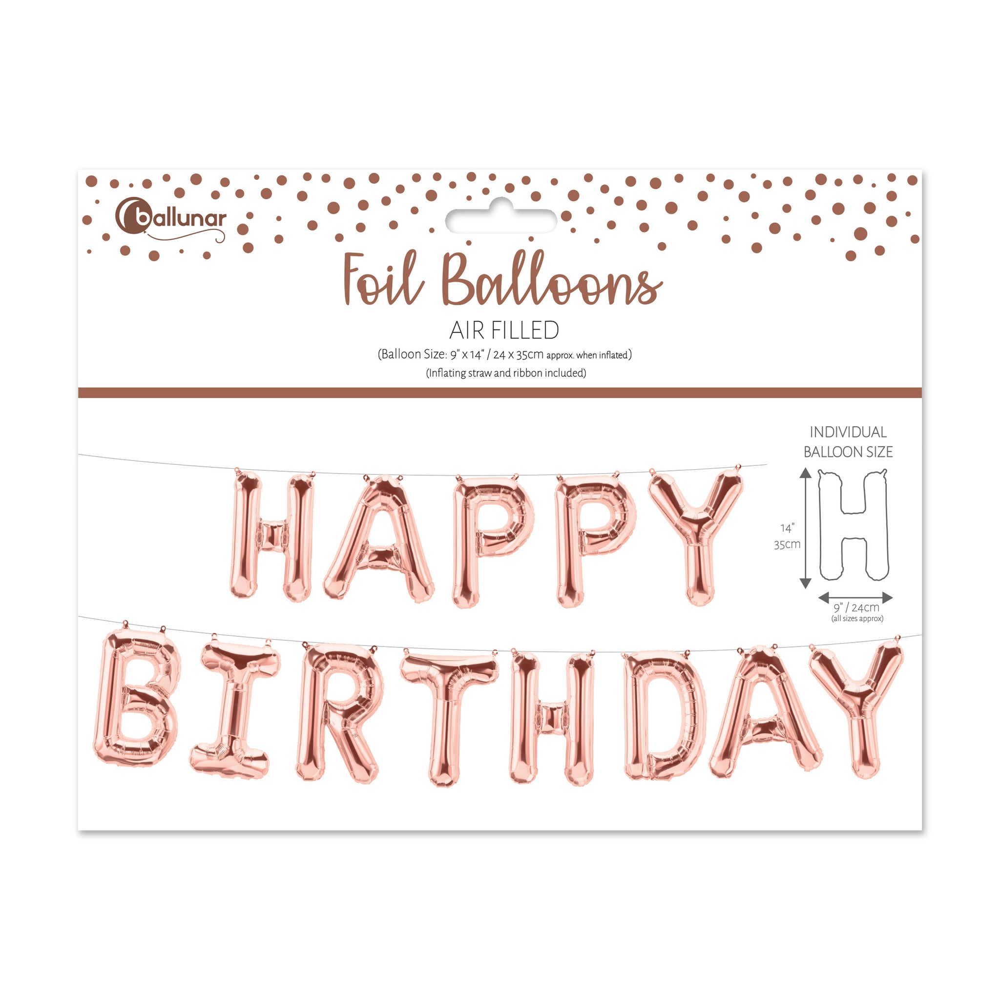 EUROWRAP HAPPY BIRTHDAY ROSE GOLD FOIL BALLOON APX 24 X 35 CM. 28848-HBRCC \\\KD05274