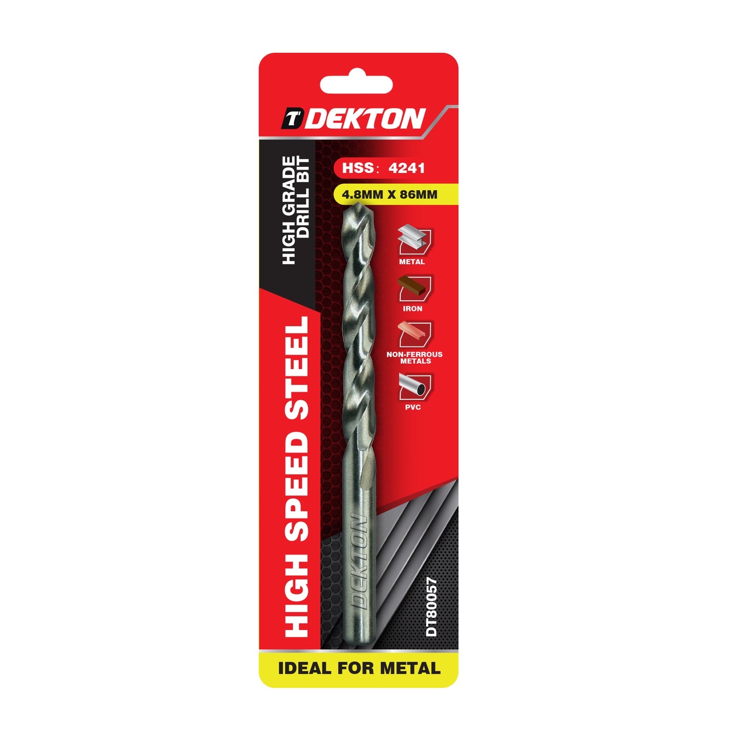 DEKTON HSS-R EDGE GROUND DRILL BIT 4.8MM X 86. DT80057 \\\KD05322