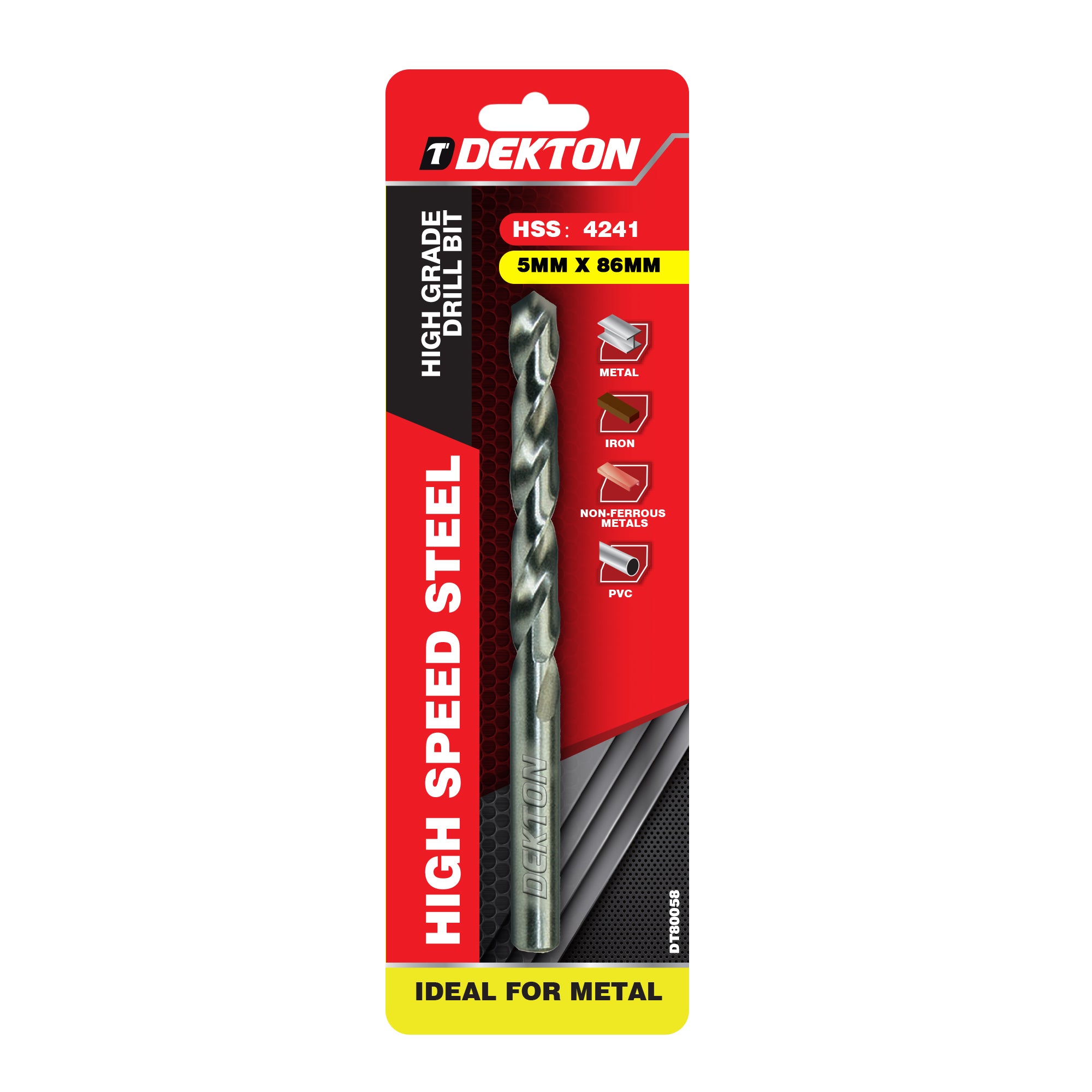 DEKTON HSS-R EDGE GROUND DRILL BIT 5MM X 86MM. DT80058 \\\KD05323