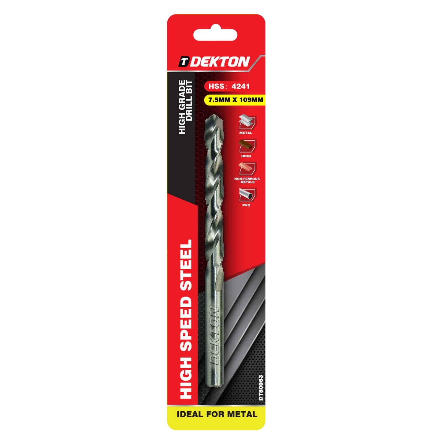 DEKTON HSS-R EDGE GROUND DRILL BIT 7.5MM X 10. DT80063 \\\KD05328