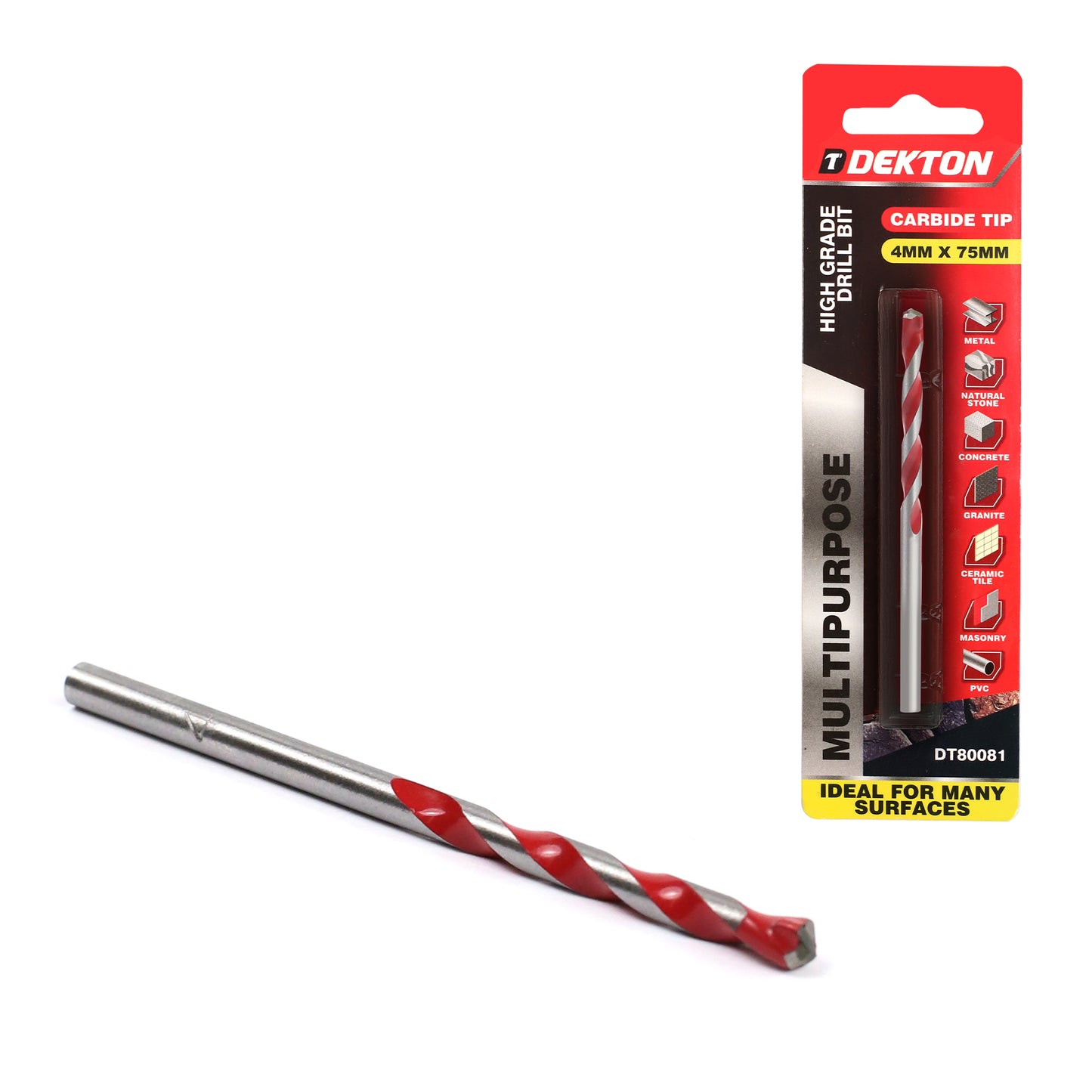 DEKTON MULTI-PURPOSE DRILL BIT 4MM X 75MM. DT80081 \\\KD05338