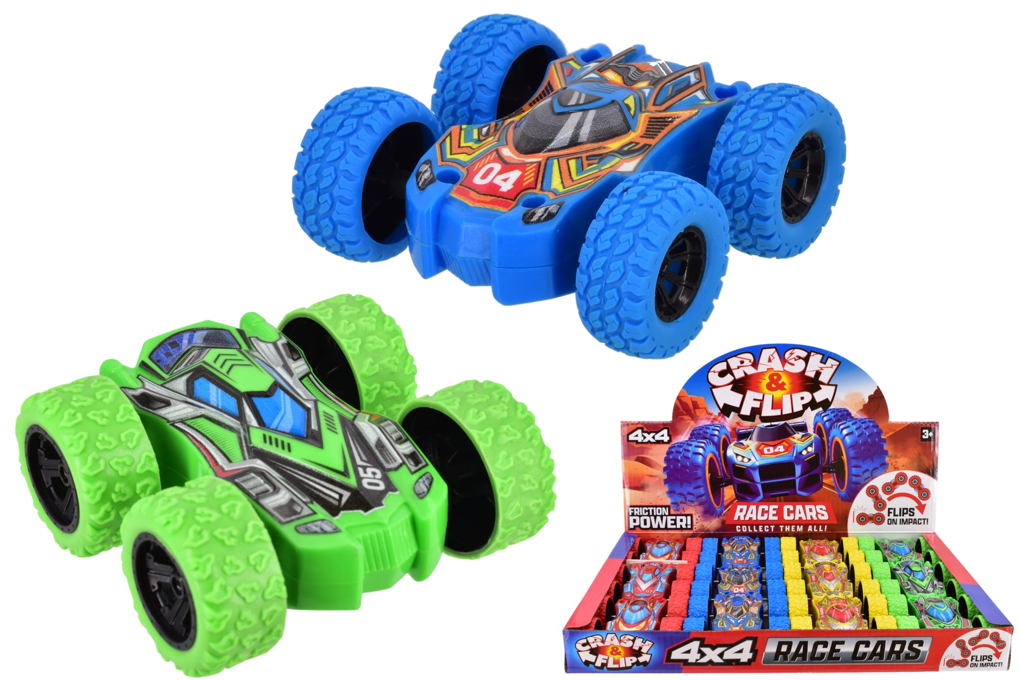 CRASH & FLIP ASSORTED FRICTION POWER 4 X 4 RACE CARS. TY0853 \\\KD05352