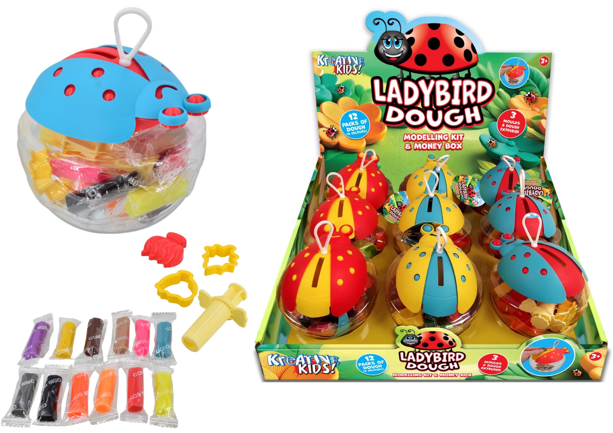 ASSORTED MONEYBOX BUG DOUGH TUBS. TY2100 \\\KD05356
