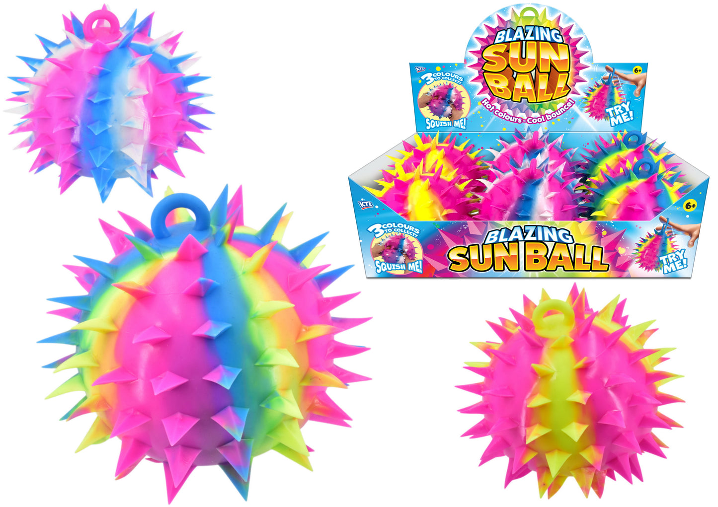 ASSORTED JUMBO SPIKEY RAINBOW BALL 17CM. TY3916 \\\KD05399