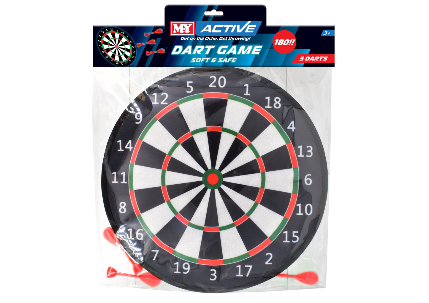 MY HOOK & LOOP DARTBOARD WITH 3 DARTS 35.5CM. TY4080 \\\KD05408