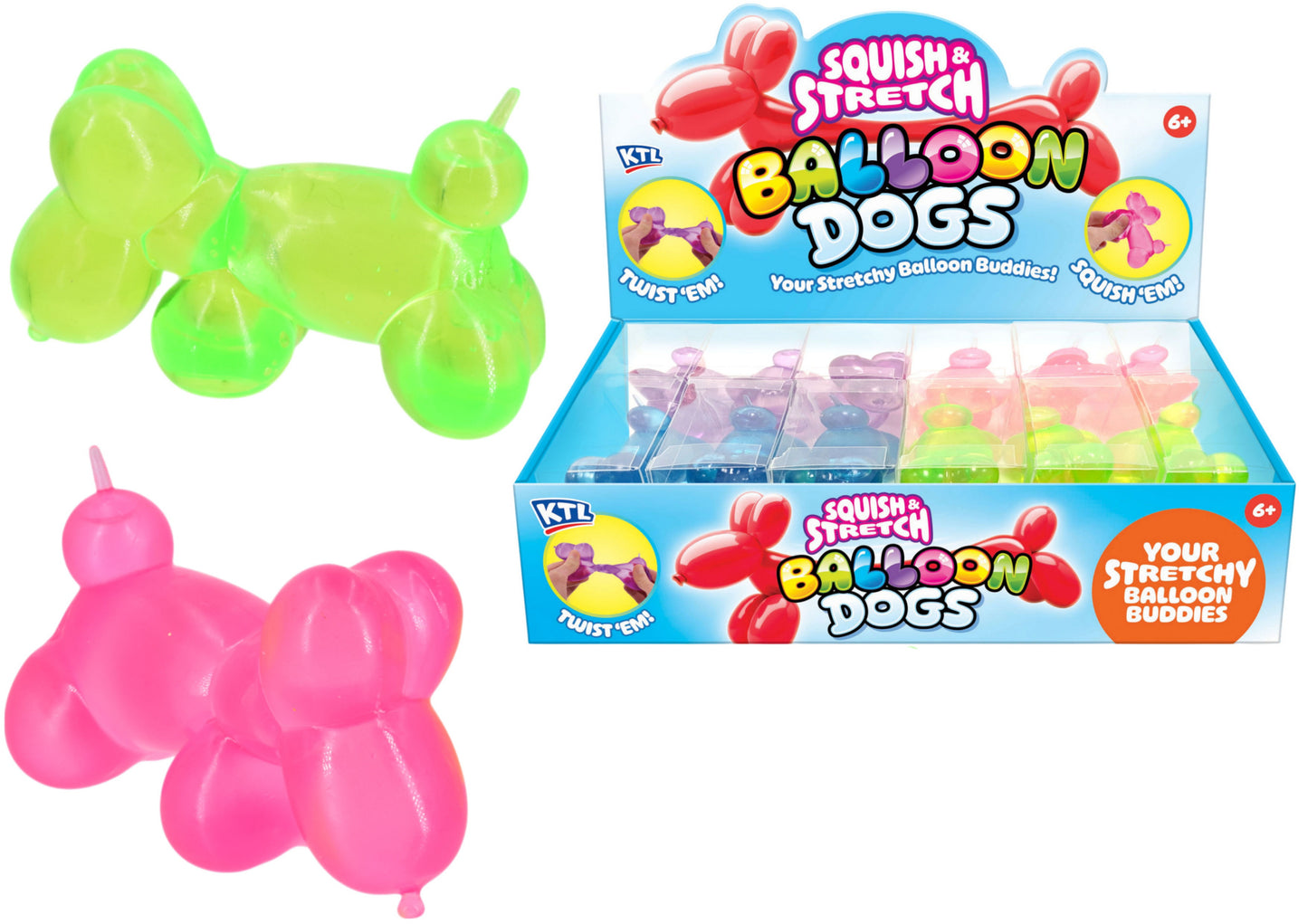 ASSORTED SQUIDGY BALLOON DOG 9CM. TY4286 \\\KD05416