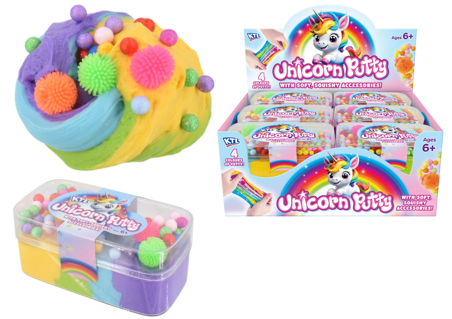 ASSORTED UNICORN PUTTY WITH BEADS 138G. TY4364 \\\KD05422