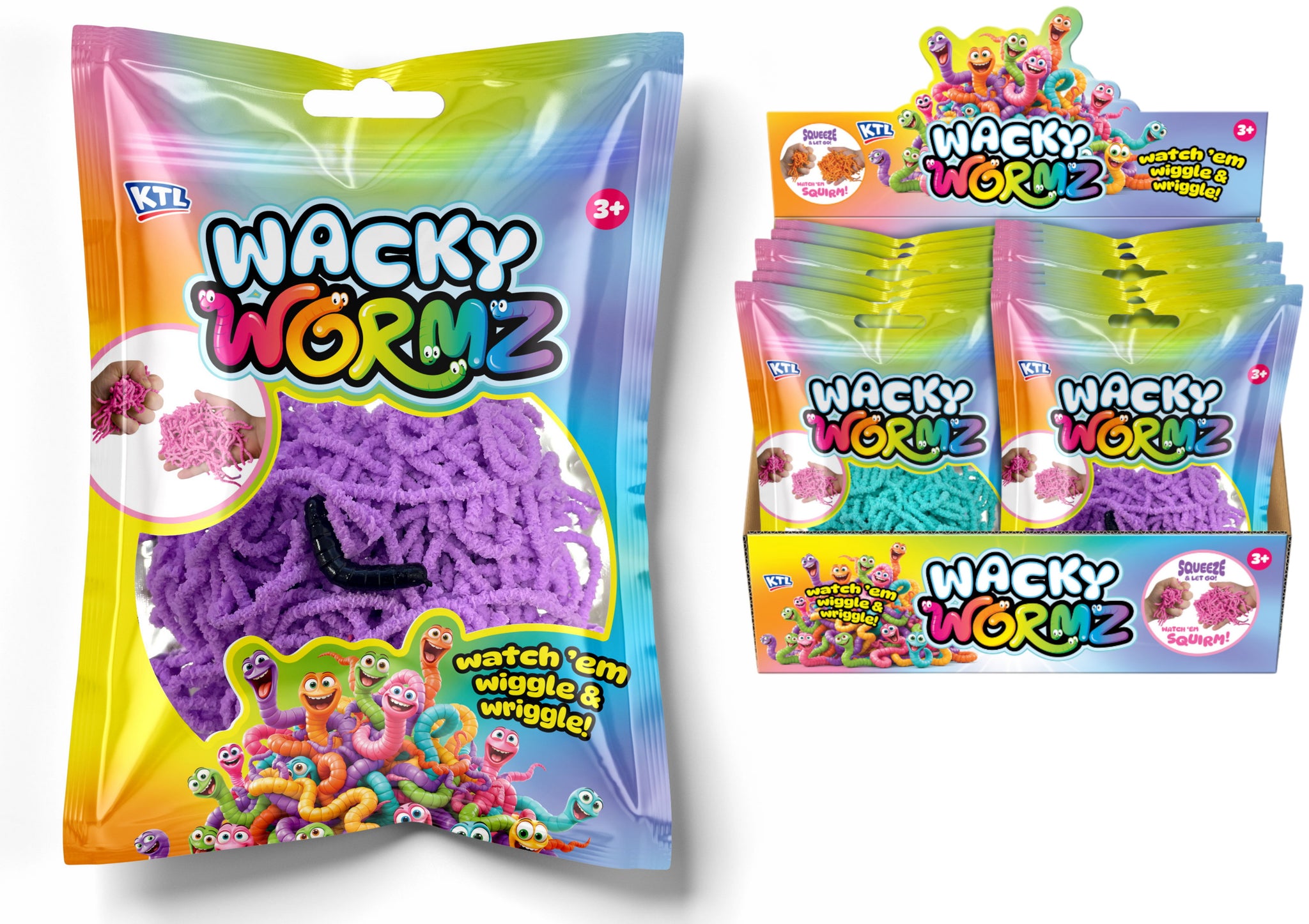 ASSORTED WACKY MOVING WORMZ 3D HANG BAG. TY4671 \\\KD05434