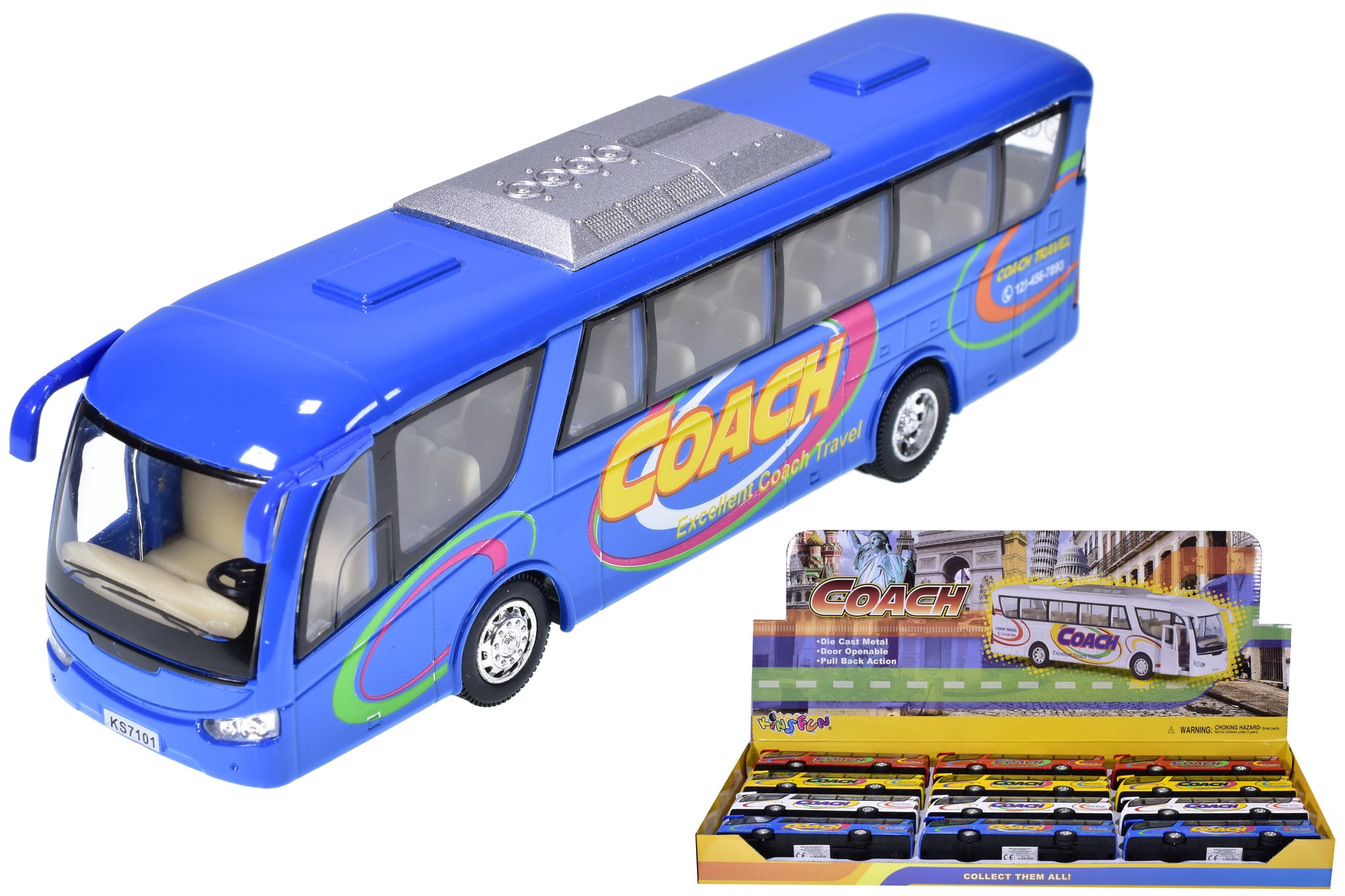 ASSORTED COLOUR DIE CAST COACH TRAVEL BUS. TY7773 \\\KD05455