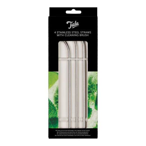 TALA 4 PCS STAINLESS STEEL STRAWS WITH CLEANING BRUSH. 10A11239 \\\KD05499