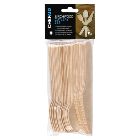 CHEF AID FSC BIRHWOOD WOODEN CUTLERY SET. 10E14405 \\\KD05513