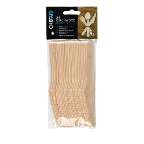 CHEF AID FSC BIRCHWOOD WOODEN KNIVES SET 24/PK. 10E14406 \\\KD05514