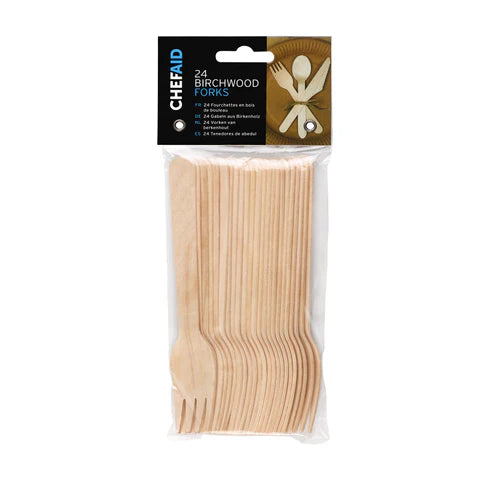 CHEF AID FSC BIRCHWOOD WOODEN FORKS SET 24/PK. 10E14407 \\\KD05515