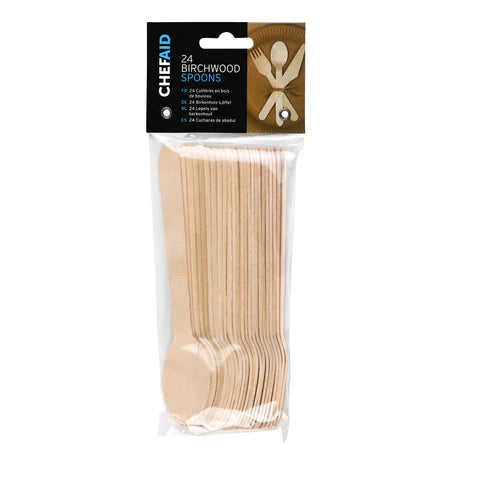 CHEF AID FSC BIRCHWOOD WOODEN SPOONS 24/PK. 10E14408 \\\KD05516