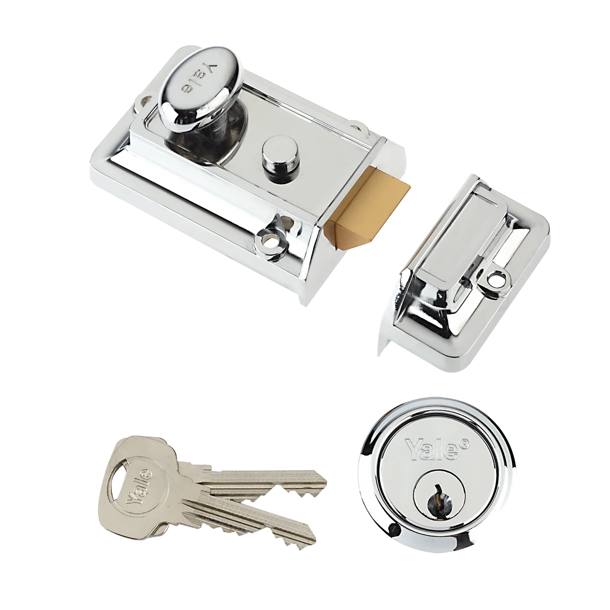 YALE LOCKS P77 TRADITIONAL NIGHTLATCH 60MM - CHROME FINISH. P-77-CH-CH-60 \\\KD05568