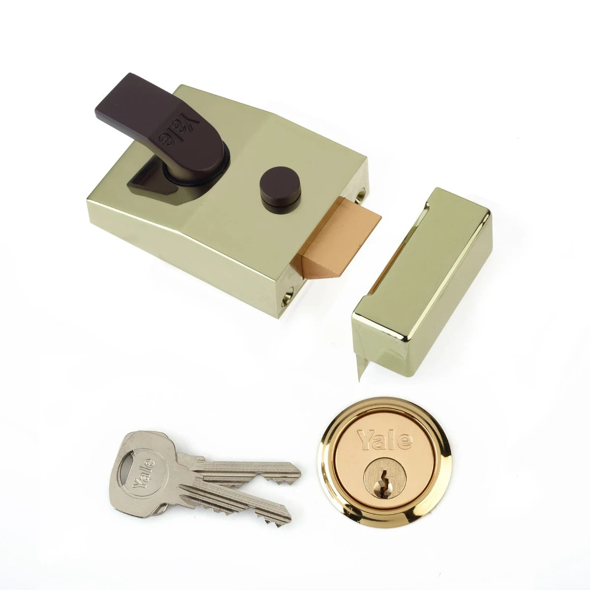 YALE LOCKS P89 DEADLOCKING NIGHTLATCH 60MM - DARK METALLIC FINISH/BRASS CYLINDER. P-89-DMG-PB-60 \\\KD05573