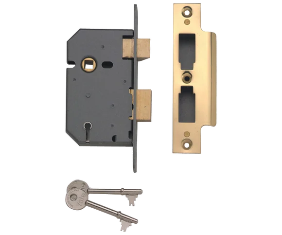 YALE LOCKS PM550 5 LEVER SASHLOCK BRASS 64MM. P-M550-PB-65 \\\KD05584
