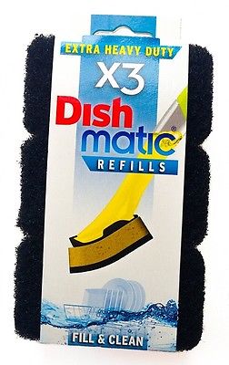 DISHMATIC EXTRA HEAVY DUTY BLACK REFILL SPONGES 3/PK. KBLACK \\\KD10012