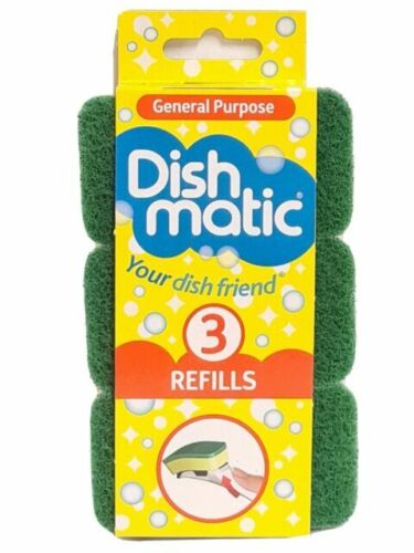 DISHMATIC GENERAL PURPOSE GREEN REFILL SPONGES 3/PK. UK-DM3-RF9D-30 \\\KD10013