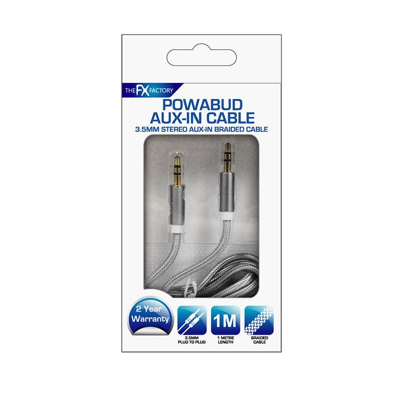 POWABUD AUX-IN CABLE 3.5MM BRAIDED SPACE GRAY. FXPBABSG \\\KD10014