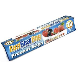 EAZISEAL REUSEABLE FREEZER BAGS 25CM X 30CM 20/PK. RY0500 \\\KD10073