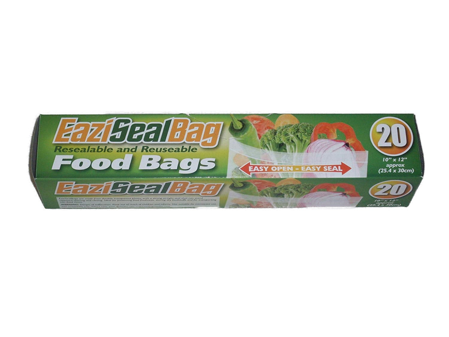 EAZISEAL RESEALABLE REUSABLE FOOD BAGS 25CM X 30CM 20/PK. RY0501 DGI2029 \\\KD10079