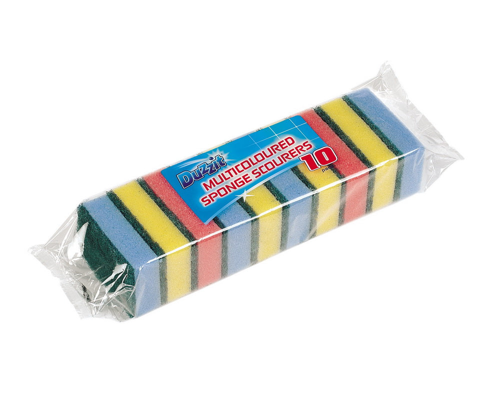DUZZIT MULTI COLOURED SPONGE SCOURERS 10/PK. 00033-40 \\\KD10115