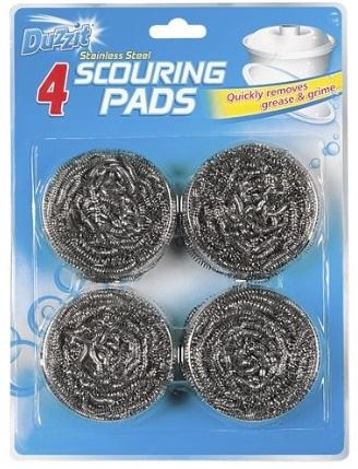DUZZIT 4 STAINLESS STEEL SCOURING PADS. DZT1009B \\\KD10118