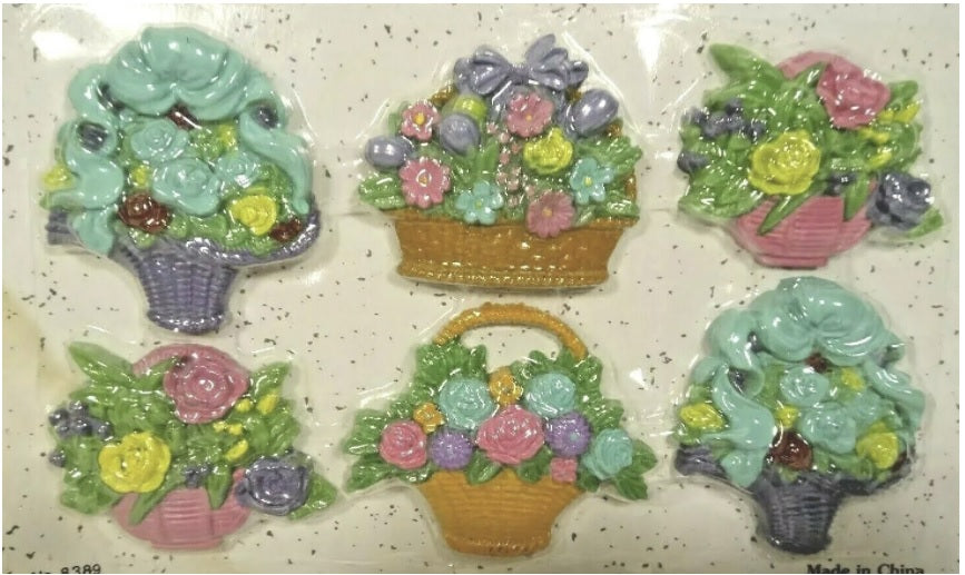 6 PCS FLOWER BASKET MAGNETIC MEMO HOLDERS. KD10151 \\\KD10151