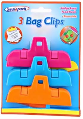 SEALAPACK 3 BAG CLIPS ASSORTED COLOUR. SAP1069 \\\KD10154