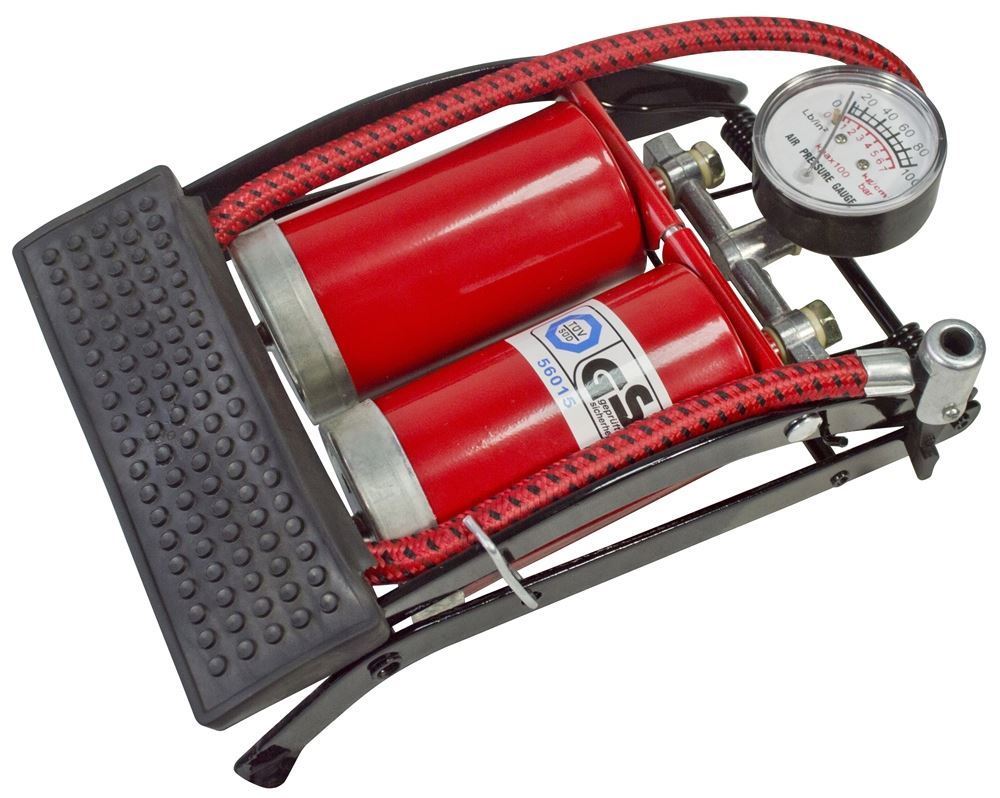 AM-TECH TWIN CYLINDER FOOTPUMP WITH GAUGE. I9400 \\\KD10170