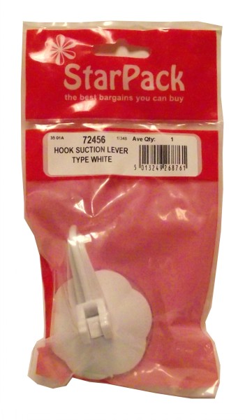 STAR PACK SUCTION HOOK LEVER TYPE WHITE. 72456 \\\KD10191