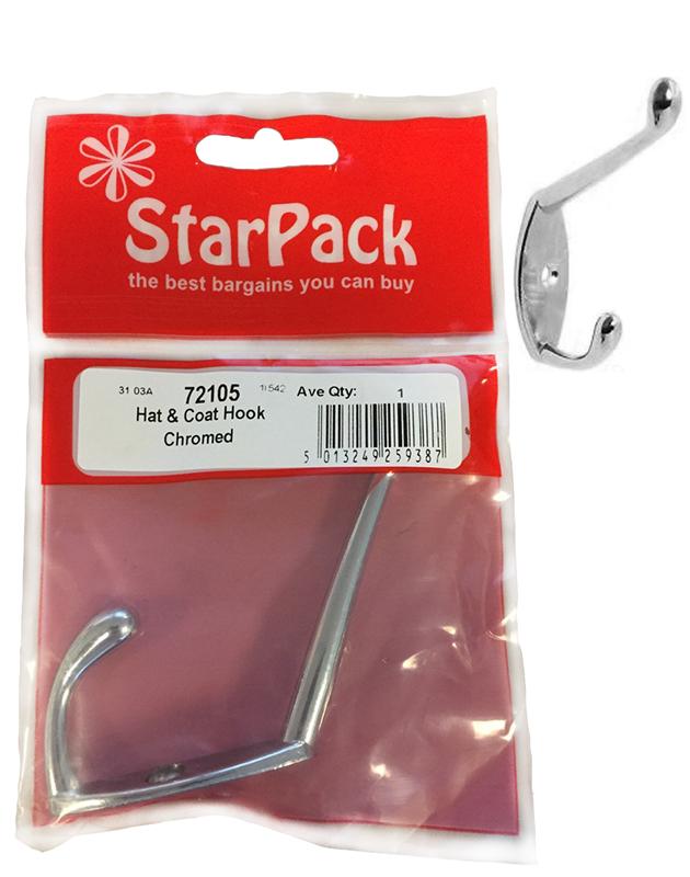 STAR PACK HAT & COAT HOOK CHROMED. 72105 \\\KD10198