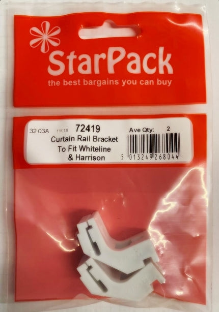STAR PACK 2 CURTAIN RAIL BRACKET TO FIT WHITELINE & HARRISON. 72419 \\\KD10212