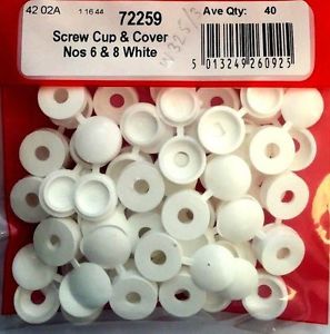 STAR PACK 30 SCREW CUP & COVER NOS 6 & 8 WHITE. 72259 \\\KD10257