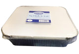 ESSENTIAL HOUSEWARES SQUARE FOIL DISH 24CM X 24CM  WITH LIDS 4/PK. FPDSQAL \\\KD10285
