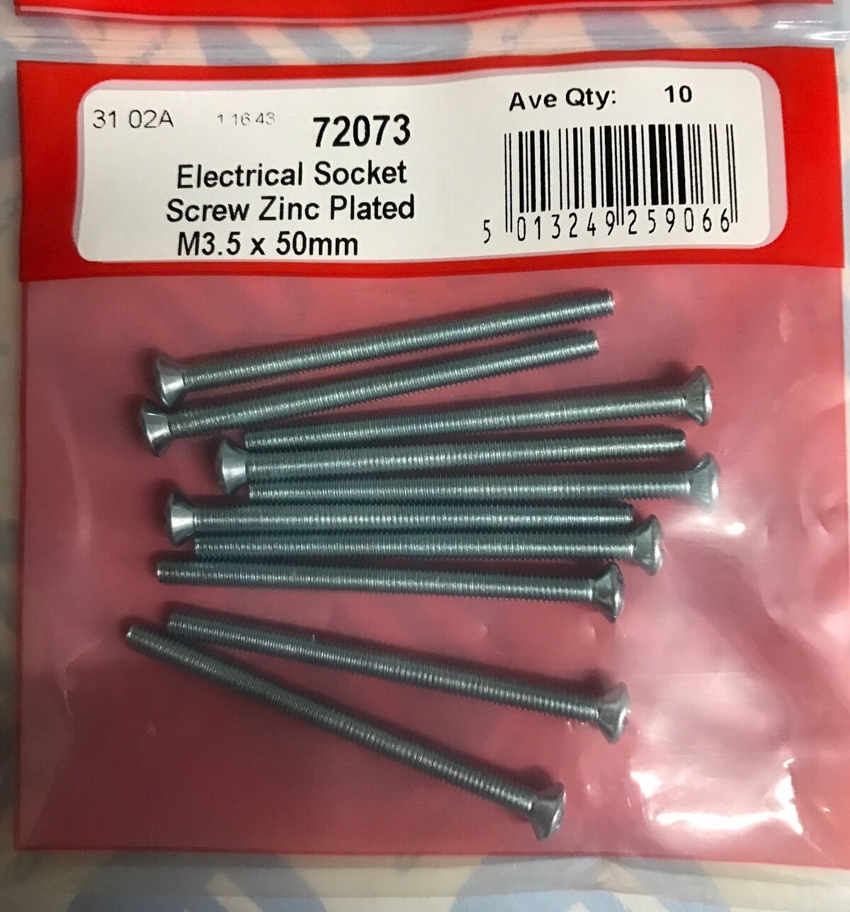 STAR PACK 8 ELECTRICAL SOCKET SCREW ZINC PLATED M3.5 X 50MM. 72073 \\\KD10290