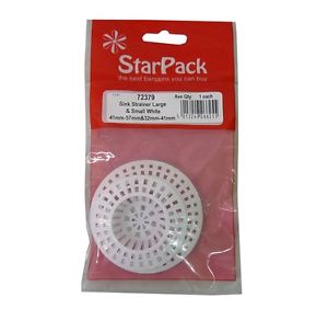 STAR PACK SINK STRAINER 1 LARGE & 1 SMALL WHITE PLASTIC. 72379 \\\KD10293